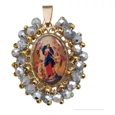 Medalla Virgen Desatadora De Nudos Con Cristales 