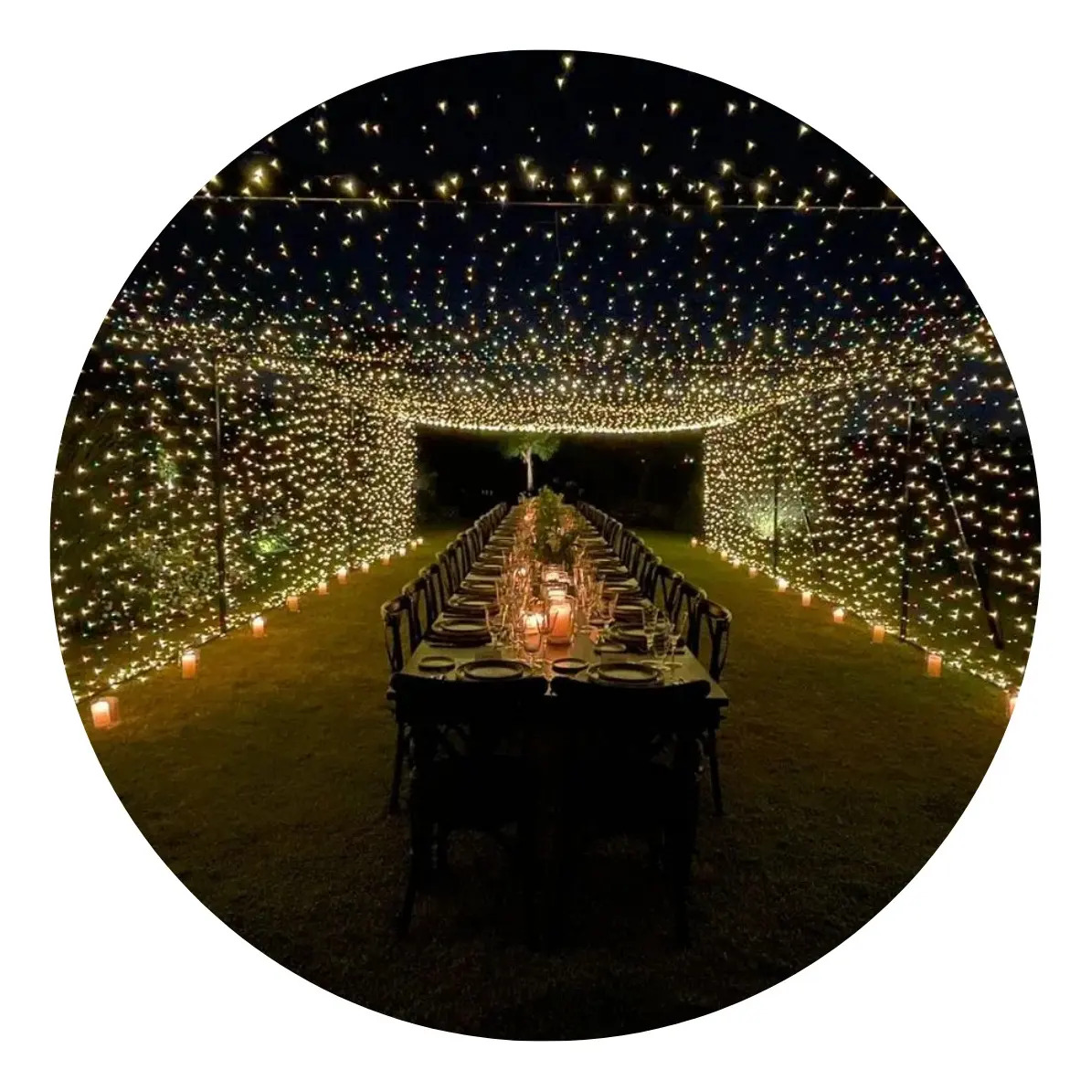 Cortina Luces Led Luz Calido 3x3 Mts Exterior 12 Tiras Deco Cálido