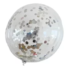 Globo Burbuja Cristal Con Confeti - Plata