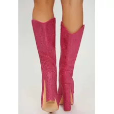 Botas Importadas Con Strass Color Rosa.