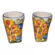 Par De Copos Em Porcelana Floral