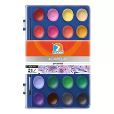 Acuarela Pastilla Ezco Estuche X 24 Colores + Pincel