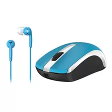 Kit Mouse Y Audífonos Genius 31280001402 Óptico 1600dp /v Color Azul