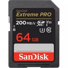 Cartão Sdxc Sandisk 64gb Extreme Pro 4k 200mb/s Uhs-i V30 U3