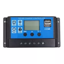 Controlador De Carga Painel Pwm Solar Usb Lcd 30a 12v/24v