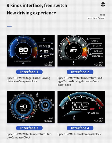 Velocmetro Hud P6 De Doble Sistema Obd\u0026gps Smart Gauge Foto 6