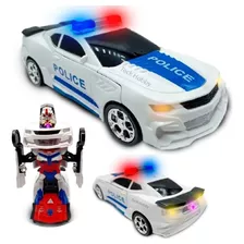 Carrinho Transformers Vira Robô Brinquedo Musical Som E Luz Cor Polícia