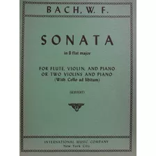 Partitura Flauta Violino Piano Sonata In B Flat Bach W. F.