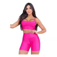 Conjunto Fitness Top+ Short Roupa Para Academia Canelado 3d