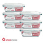 Kit 6 Potes 640ml Vidro Hermético 4 Travas Marmita Refratario Star House Branco