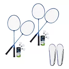 4 Raquete Badminton 6 Petecas 2 Raqueteira Com Alça Esporte