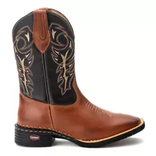 Bota Texana Country Masculina Bico Quadrada Couro Lisa