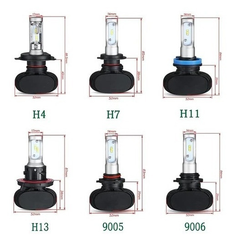 Kit Turbo Led H1 H3 H4 H7 H11 H13 9005 9006 880 Chip S1 Foto 8