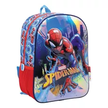 Mochila Wabro Spiderman City Espalda Niños Escolar 14 In Color Rojo/azul Diseño De La Tela 11731/38229