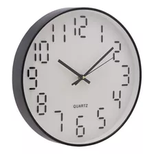 Relógio De Parede Quartz Branco Com Preto Números Grandes