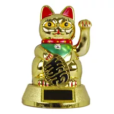 Gato Da Sorte Pequeno Dourado Mexe Maos A Pilha 12 Cm Altura