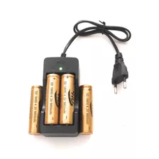Carregador + 4 Bateria 18650 4,2v Recarregável Lanterna Led