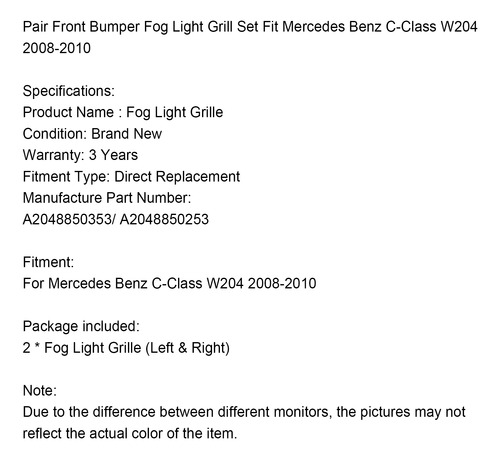 Par De Parrillas Delanteras For Mercedes Benz Classe C W204 Foto 8
