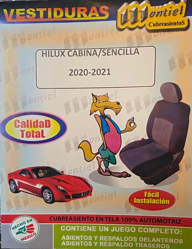 Vestiduras Montiel - Hilux Cabina Sencilla  2020-2021 60/40 Foto 3