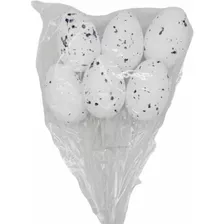 Ovos De Páscoa Decorativo Espeto 6 Unidades Branco Ornamenta
