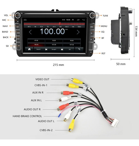 2din 8'' Android 8.1 Coche Estreo Radio Coche Mp5 For Vw Foto 5