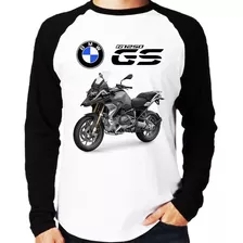 Camiseta Raglan Moto Bmw R 1250 Gs Preta Longa