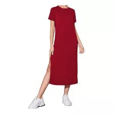 Vestido Midi Feminino Gola Redonda Fenda Lateral Tribo Livre