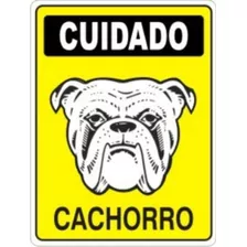 Placa De Aviso Segurança Cuidado Cachorro Cão Bravo 2 Unid.