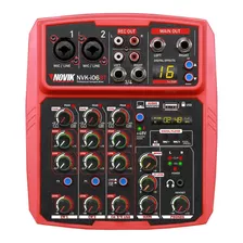 Mixer Consola Novik Nvk-i06bt Red 6 Canales Usb Rec & Play