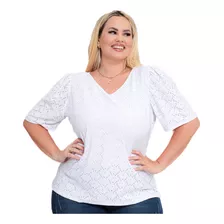 Blusa Lesie Plus Size Manga Curta Seroy Gola V