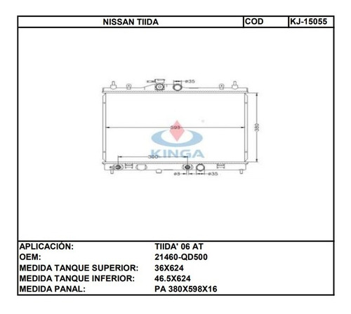 Tanque Plstico Superior Nissan Tiida Sup (largo 62,5 Cm) Foto 2