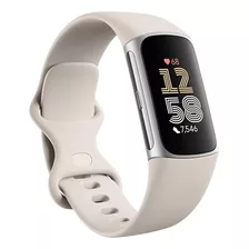 Funda Plateada Smartband Fitbit Charge 6 De 1,04 Pulgadas, Pulsera Beige Milanesa Y Lazo Beige