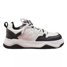 Zapatillas Mujer Alta Plataforma Sneakers Blanco/negro