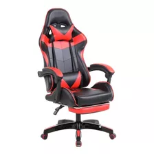 Cadeira De Escritório Columbex Ga007 Ga007 Blue Gamer Ergonômica Preta E Vermelha Com Estofado De Couro Sintético