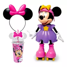 Kit Infantil Minnie Copo E Tiara De Orelhas Com Boneca Elka