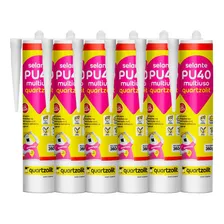 6 Adesivo Selante Cola Pu 40 Multiuso Cinza 360g Quartzolit