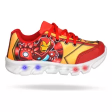 Tenis Infantil De Led Homem De Ferro Meninos Casual Barato