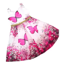 Vestido Para Niñas De Flores, Mariposas Y Girasoles - Cs