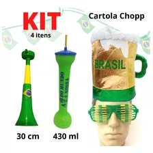 Kit Torcedor Do Brasil Copa Do Mundo Catar Corneta Chapeu 
