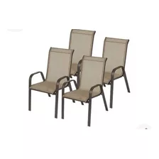 Cadeiras De Alumínio Tela Sling/ Total De 4 Cadeiras 