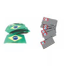 Kit 100 Bandeiras Brasil + 100 São Paulo 2,5cmx4,5cm 