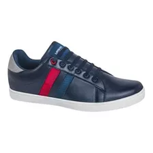 Tenis Para Caballero Casual Color Azul Piel Sintética 476