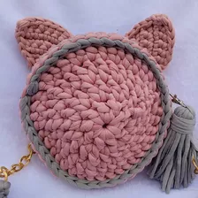 Cartera Pequeña Circular Tejida A Crochet