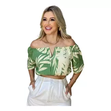 Cropped Feminina Ciganinha Elástico Ombro Cores Tendência