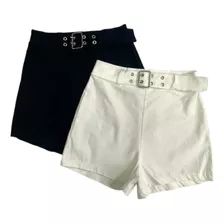 Short Mujer Bengalina Con Cinturon Doble Ojal