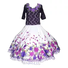 Vestido Mujer Huasa Chinita Fiestas Patrias Violeta Smlxl