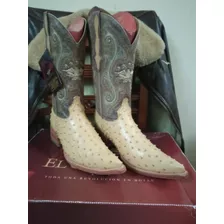 Botas Texanas En Cuero De Avestruz Nuevas 42