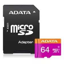 Memoria Micro Sd 64 Gb Adata Con Adaptador Ausdx64gui 80mb/s