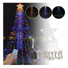 Luces Cascada Tipo Arbol De Navidad Decorativas Solar 3mt