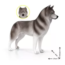 Figura Perro Mascota Modelo Perros Grande Husky Juguete-gris